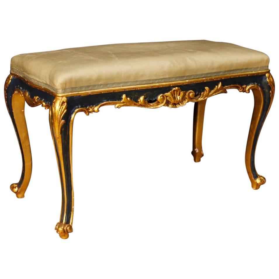 Venetian Lacquered, Carved and Golden Stool from 20th Century