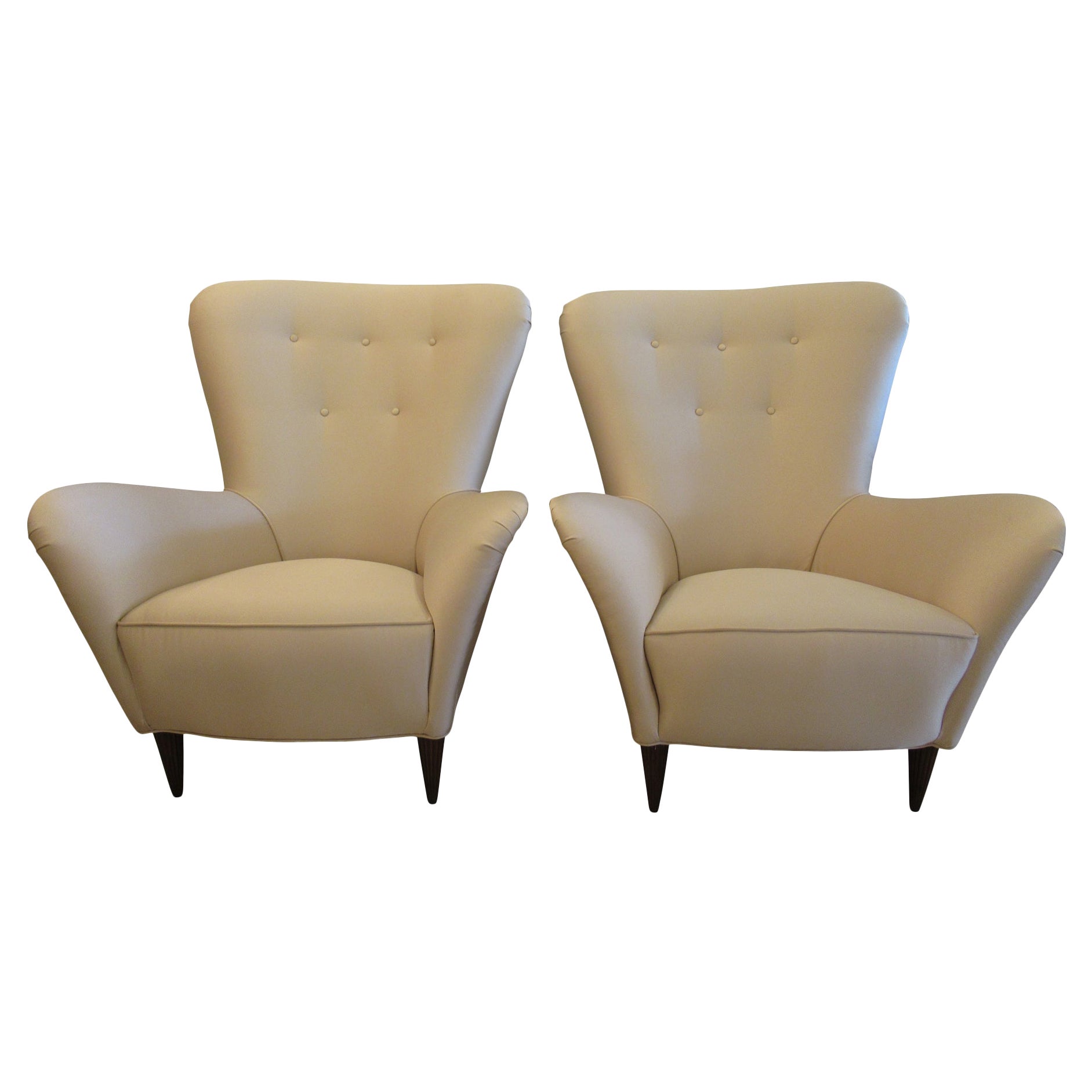 Pair Italian Modern Upholstered Armchairs, Paolo Buffa, 1950's