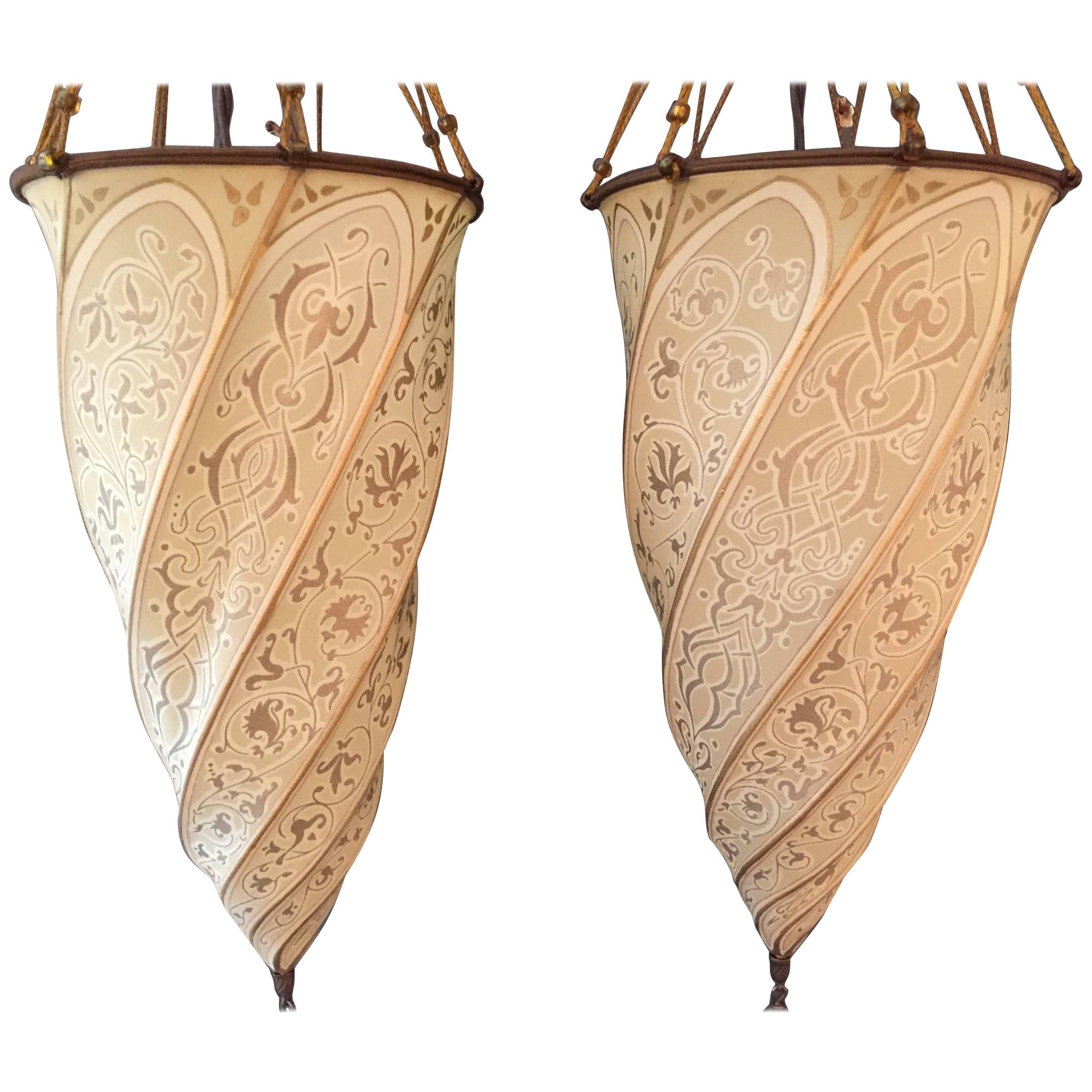 Romantic Pair of Fortuny Teardrop Wall Sconces