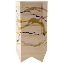 Drip/Fold Dresser, Ash Plywood with Lime Resin and Quartzite Top