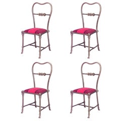 Antique Set of 4 Outdoor French Victorian Brass Side Chairs