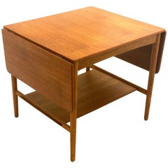 Vintage Rare Hans Wegner Teak and Oak Drop-Leaf Table by Andreas Tuck