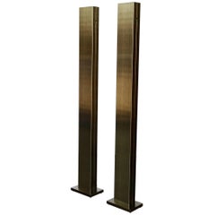 Pair of Brushed Bronze Finished Torchieres by Casella