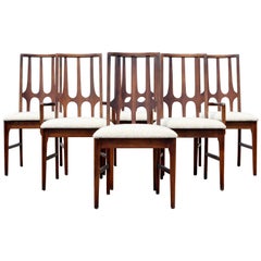 Mid-Century Modern Niemeyer Broyhill Brasilia Set Six Dining Chairs Side Arm