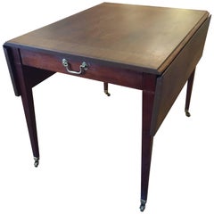 Handsome Mahogany Inlaid Drop-Leaf Table by Baker