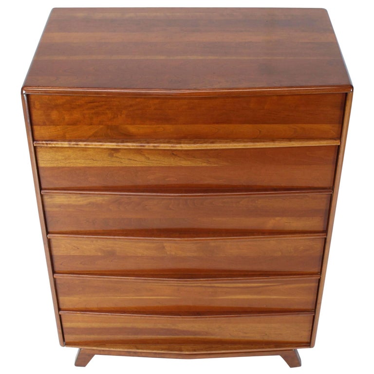 Six Drawers Solid Cherry Mid Century Modern Design High Chest For