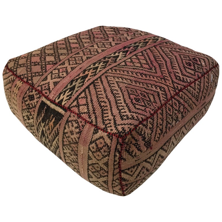 Moroccan Vintage Tribal Floor Pillow Seat Cushion Made from a Tribal