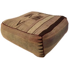 Moroccan Tribal Floor Pillow Seat Cushion Made from a Vintage Berber Rug