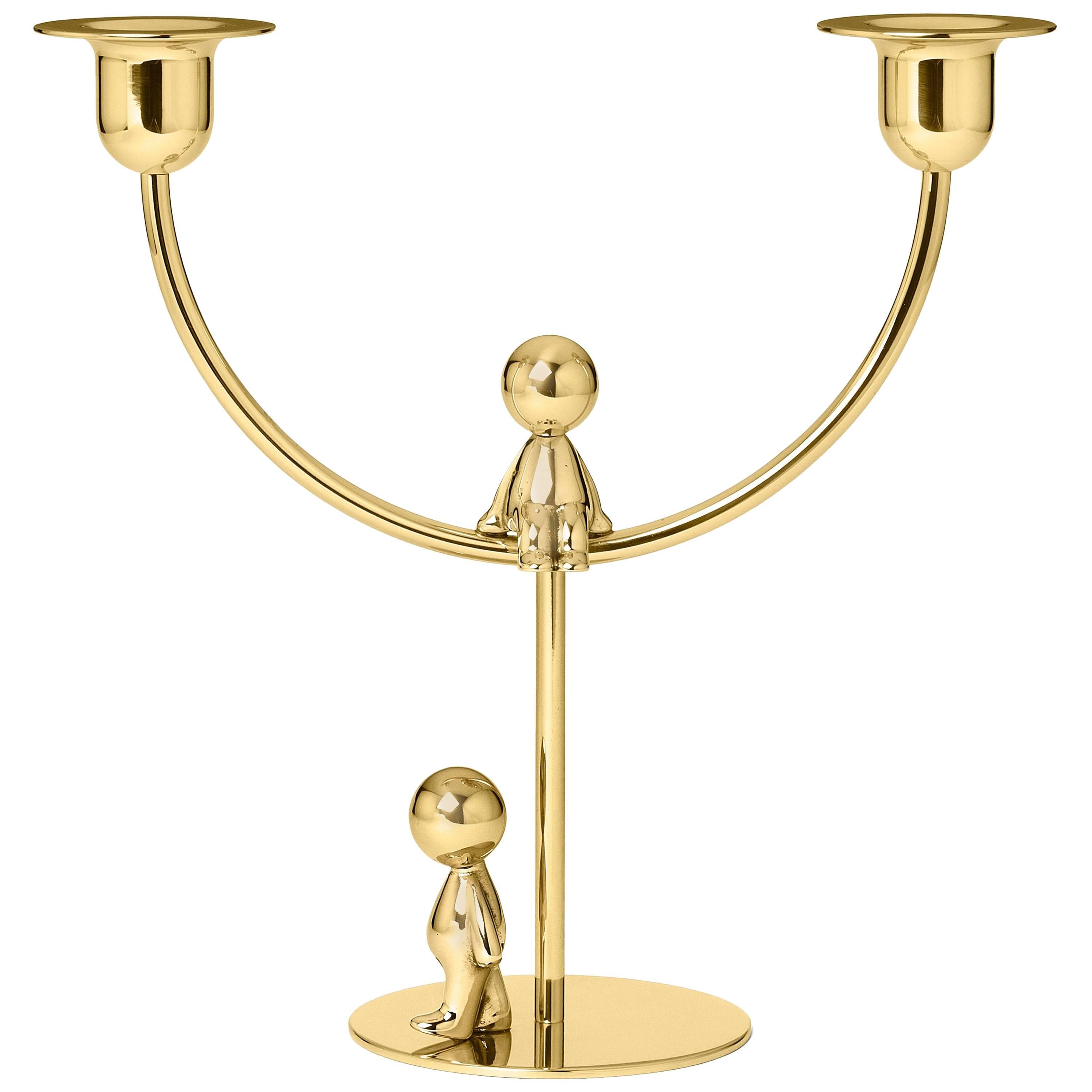 Ghidini 1961 Omini the Thinker Walkman Candlestick in Polished Brass