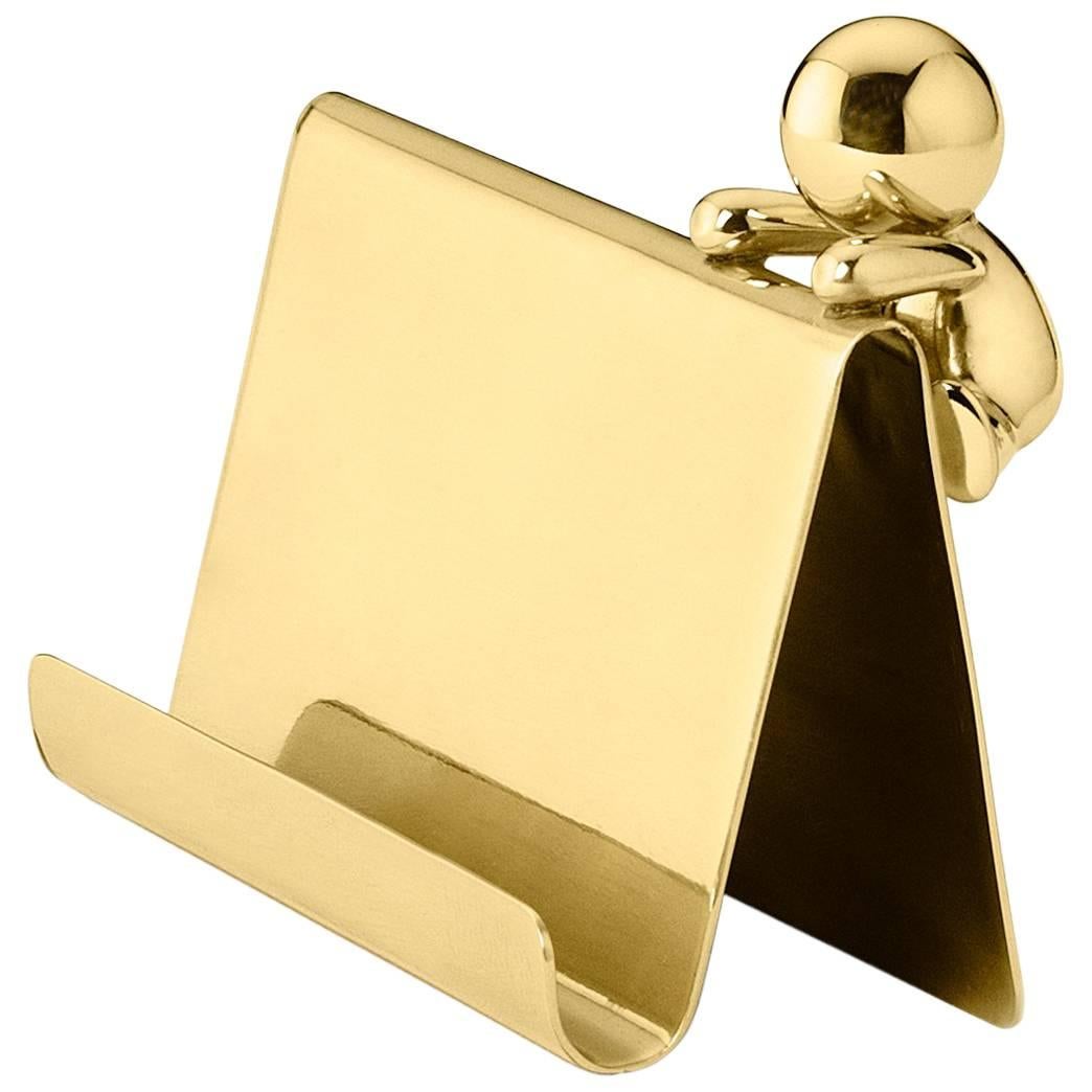 Ghidini 1961 Omini Cards Holder in Polished Brass For Sale