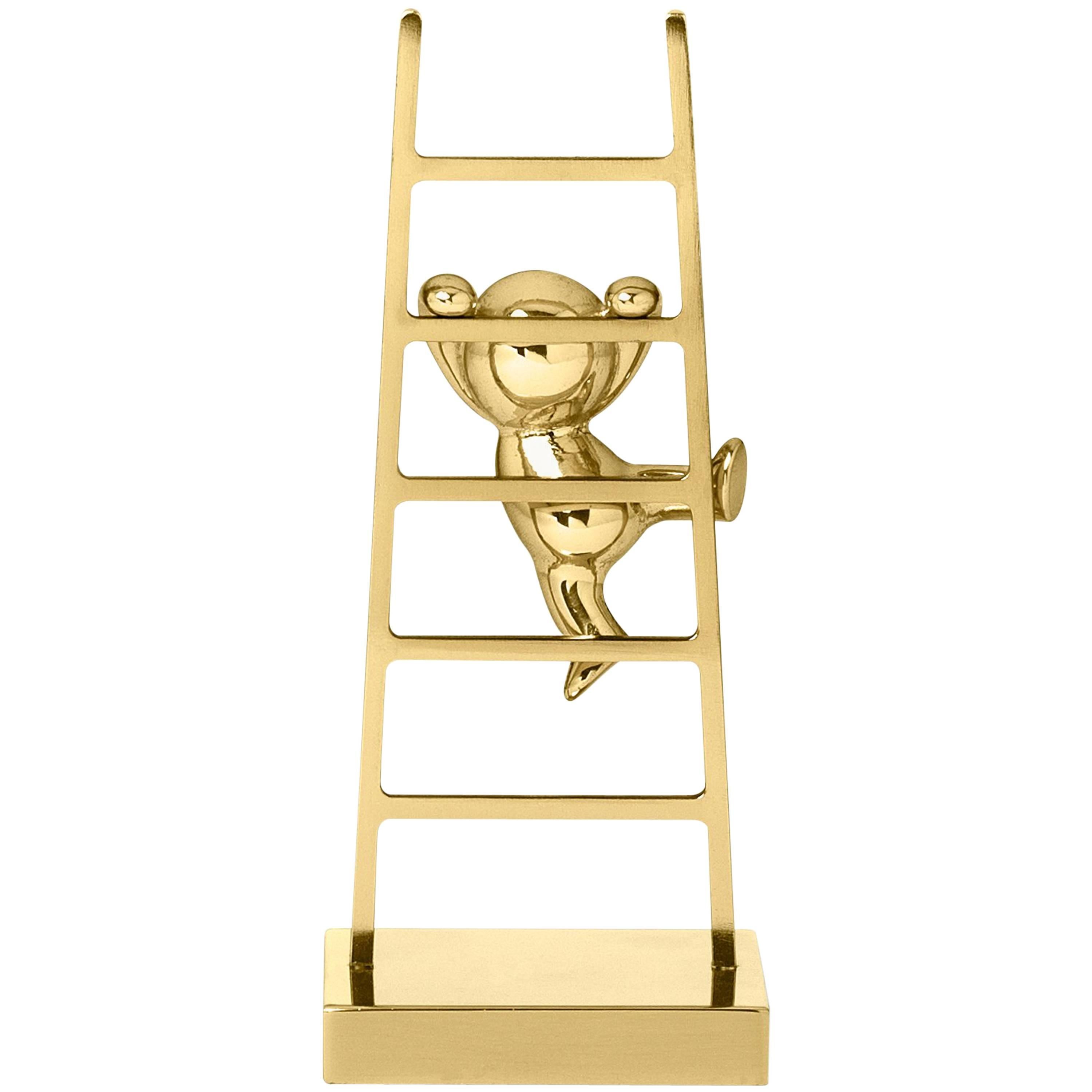 Ghidini 1961 Omini the Climber Clips Holder in Polished Brass For Sale