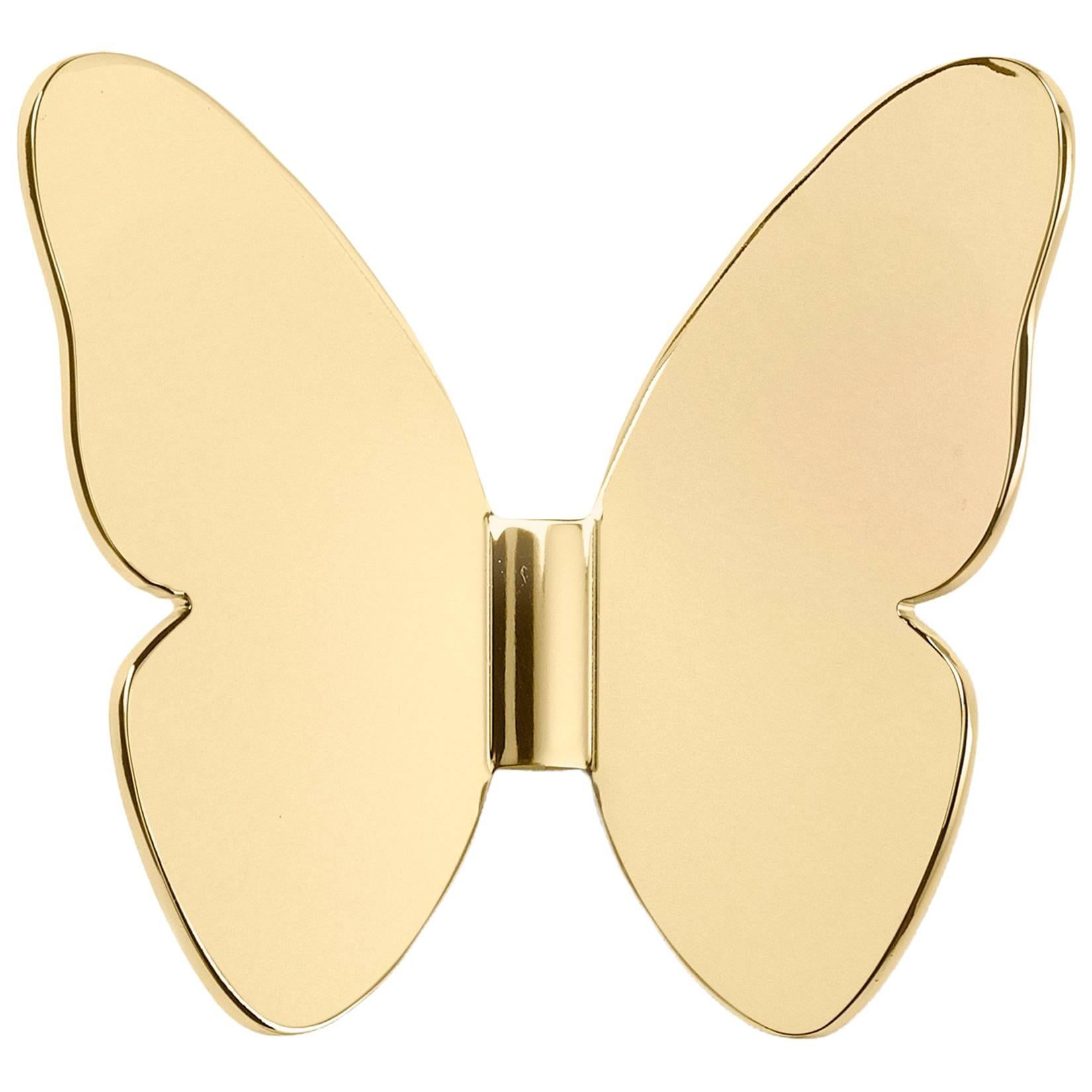 Ghidini 1961 Single Butterfly Hook in Polished Brass For Sale