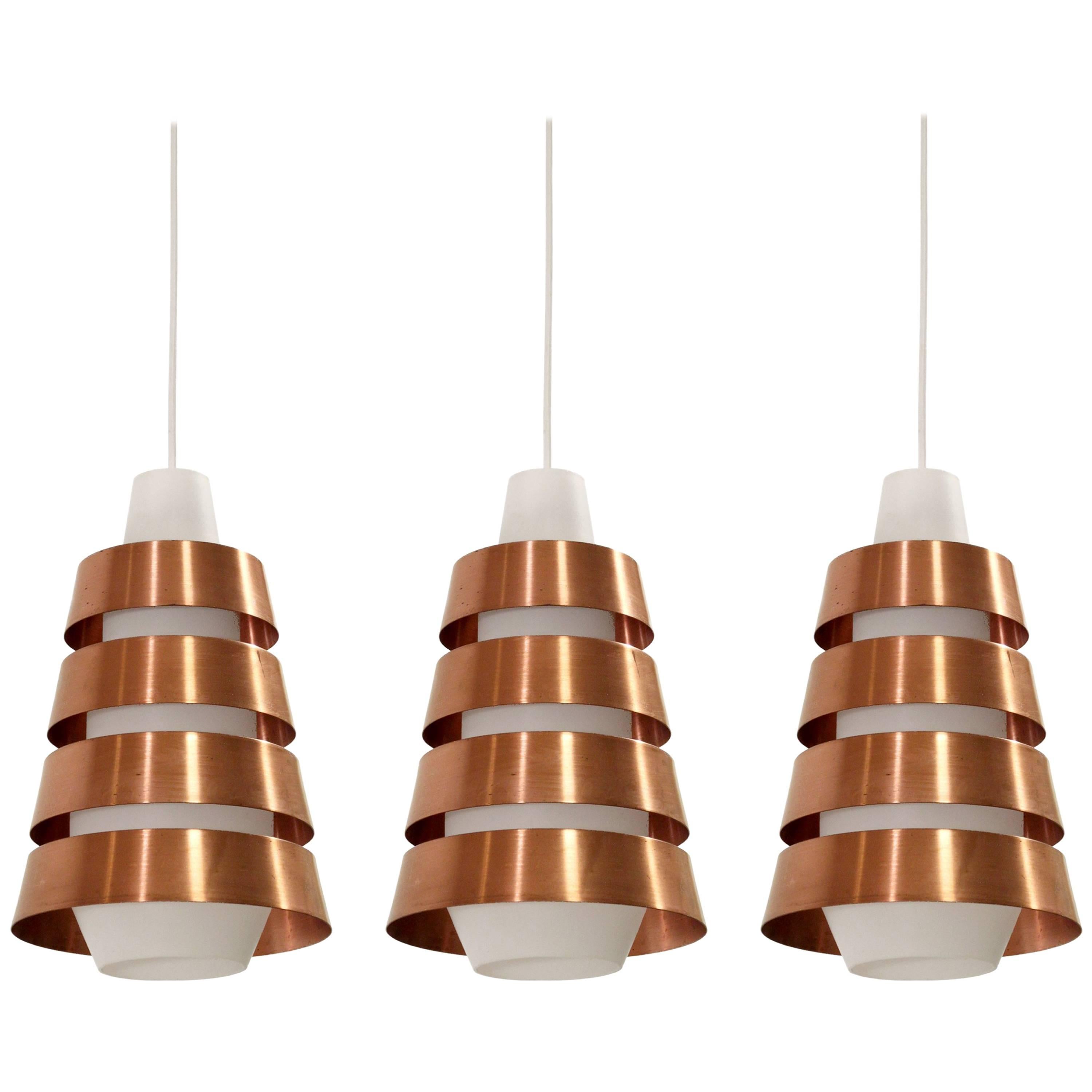 Set of Three Scandinavian Midcentury Ceiling Pendants, 1960s