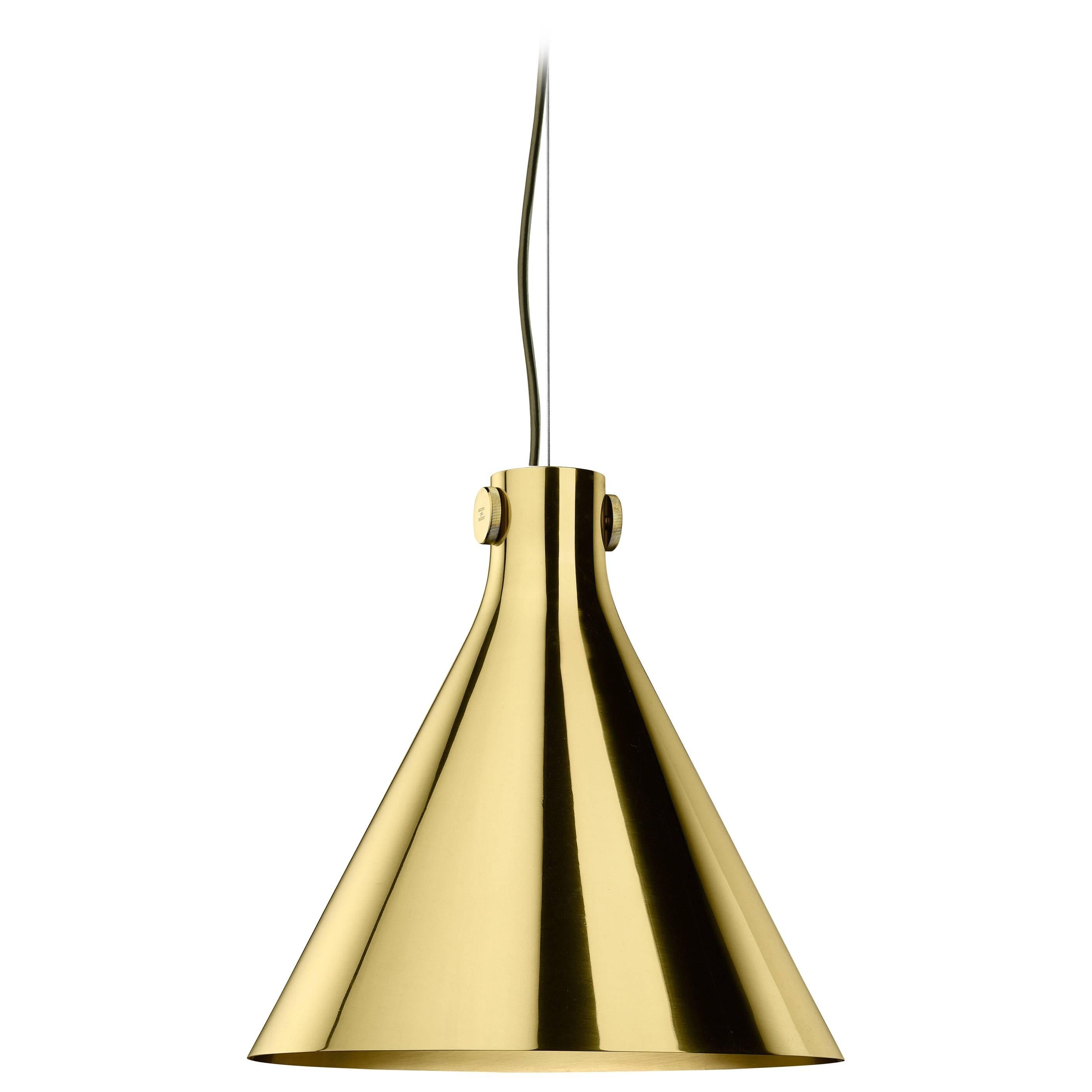 Ghidini 1961 Indi-Pendant Cone Lamp in Polished Brass