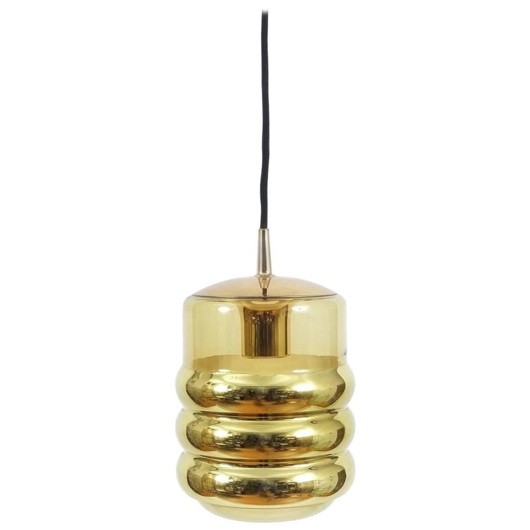 Staff Golden Glass Pendant Lamp with Black Cord Wire, 1970