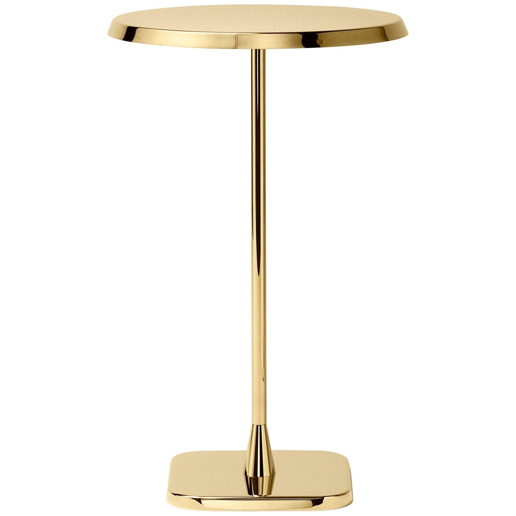 Ghidini 1961 Opera Small Round Side Table in High Brass Finish For Sale
