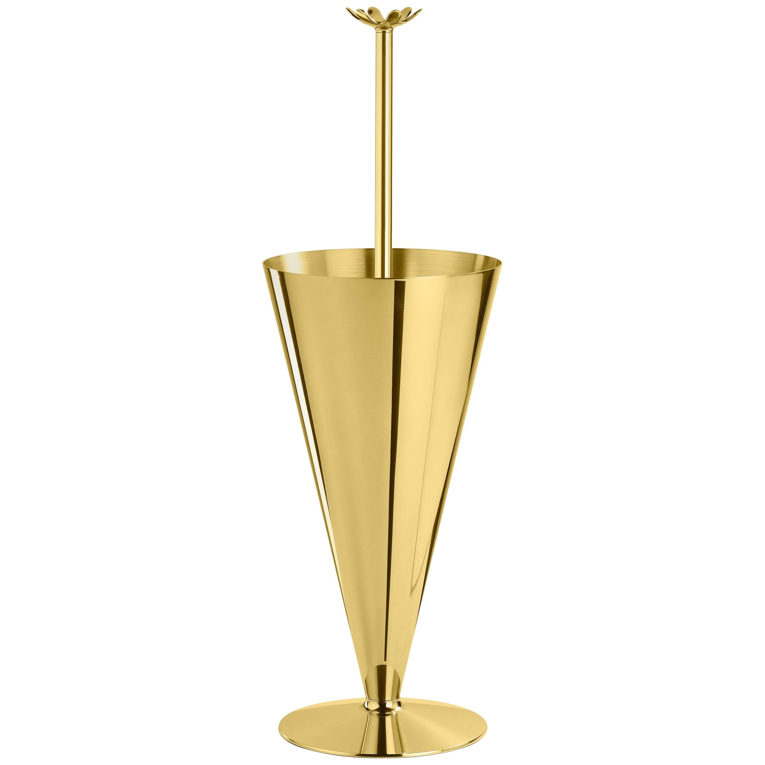Ghidini 1961 Butler Umbrella Stand in Polished Brass For Sale
