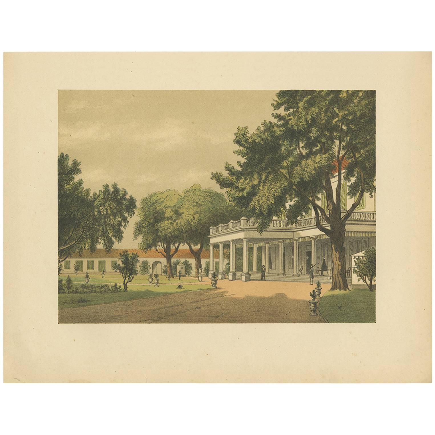 Antique Print of a Residential House in Surabaya by M.T.H. Perelaer, 1888 For Sale