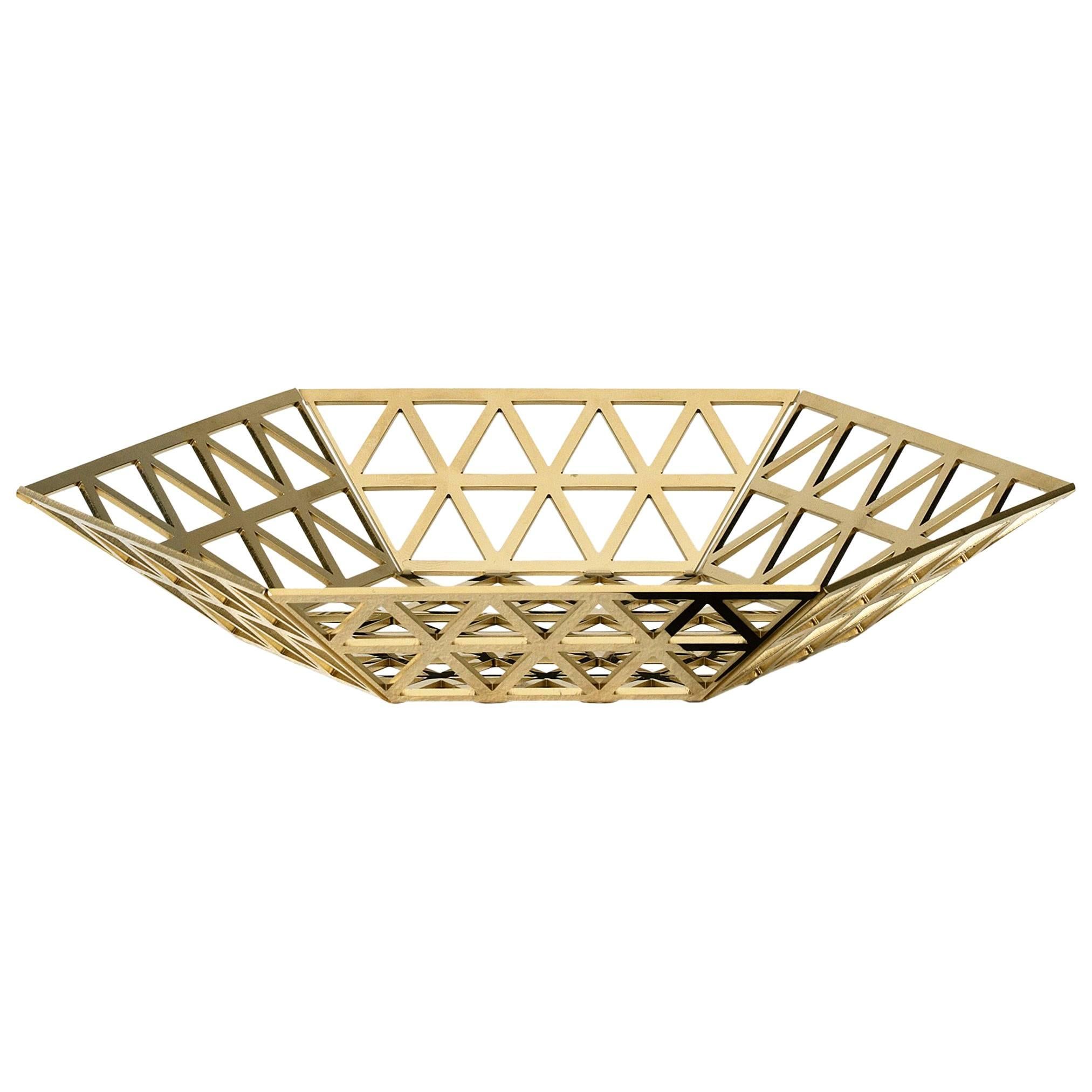 Ghidini 1961 Tip Top Flat Tray in Polished Gold Finish For Sale