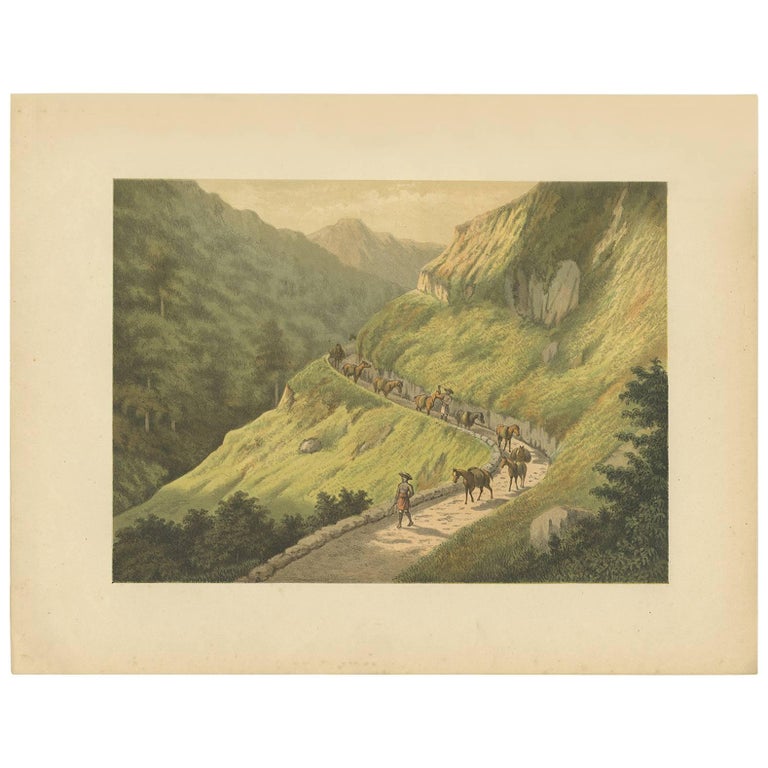 Antique Print of the Southern Mountains on Java by M.T.H. Perelaer, 1888 For Sale