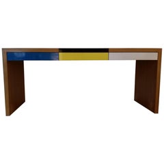 Console in Oak and Lacquered Melamine by Philippe Cramer