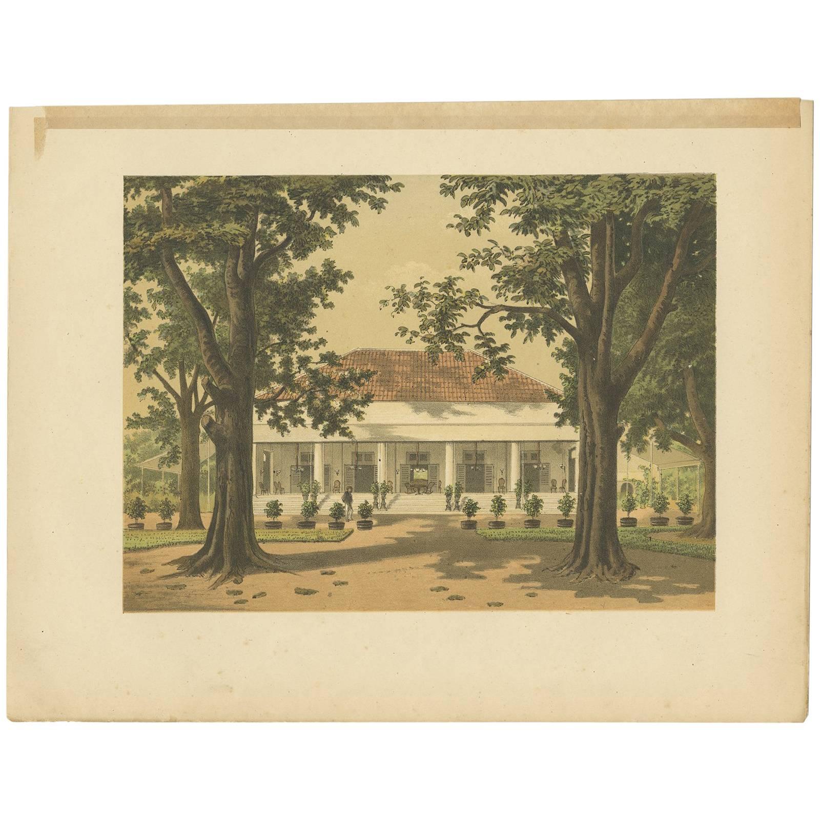 Antique Print of a Residence in Padang 'Java' by M.T.H. Perelaer, 1888 For Sale