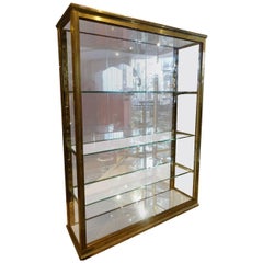 Vieille vitrine française en laiton et verre