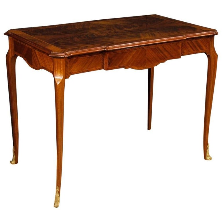 French Writing Desk in Inlaid Mahogany, Maple and Fruitwood from 20th