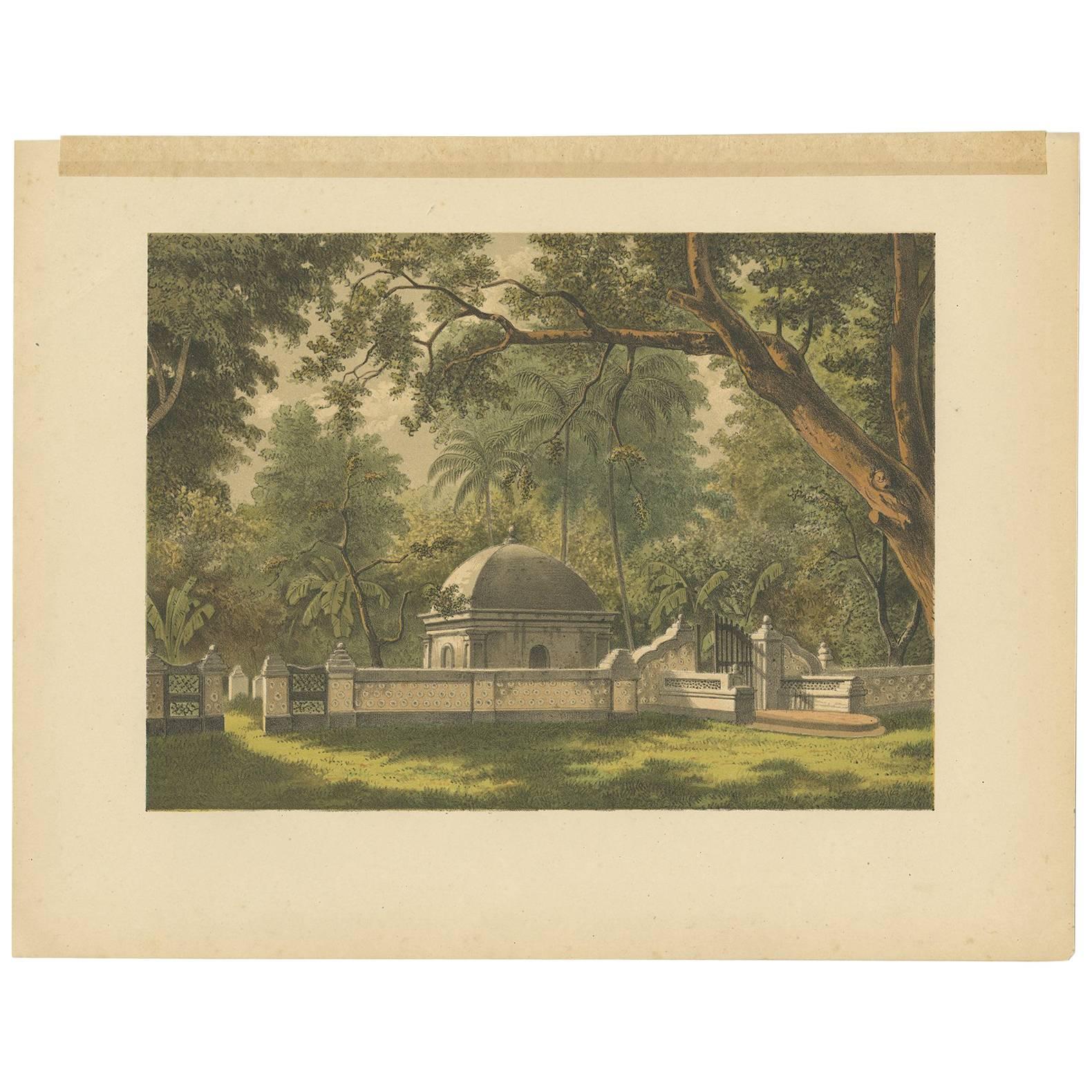 Antique Print of a Cemetery in Bontowala by M.T.H. Perelaer, 1888