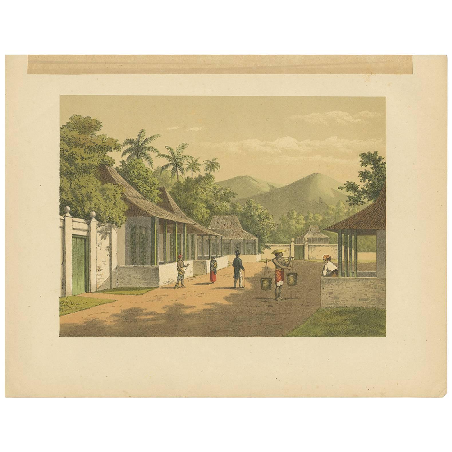 Antique Print with a View of Batu Gajah by M.T.H. Perelaer, 1888 For Sale