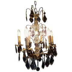 Antique French Six-Light Chandelier in Silver Color