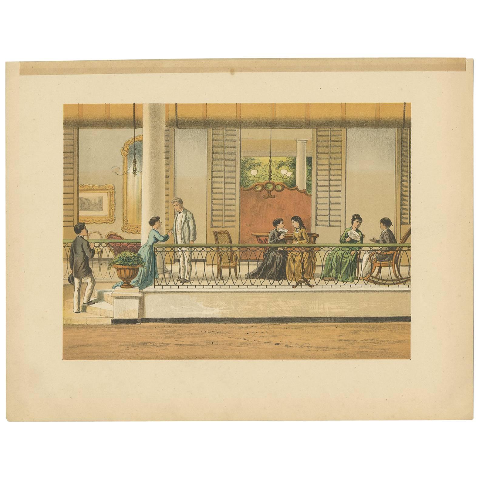 Antique Print of a Scene in Tegal ‘Indonesia’ by M.T.H. Perelaer, 1888 For Sale