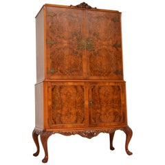 Vintage Queen Anne Style Walnut Cocktail Cabinet