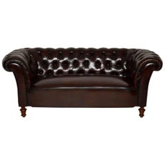 Antique Swedish Leather Chesterfield Sofa