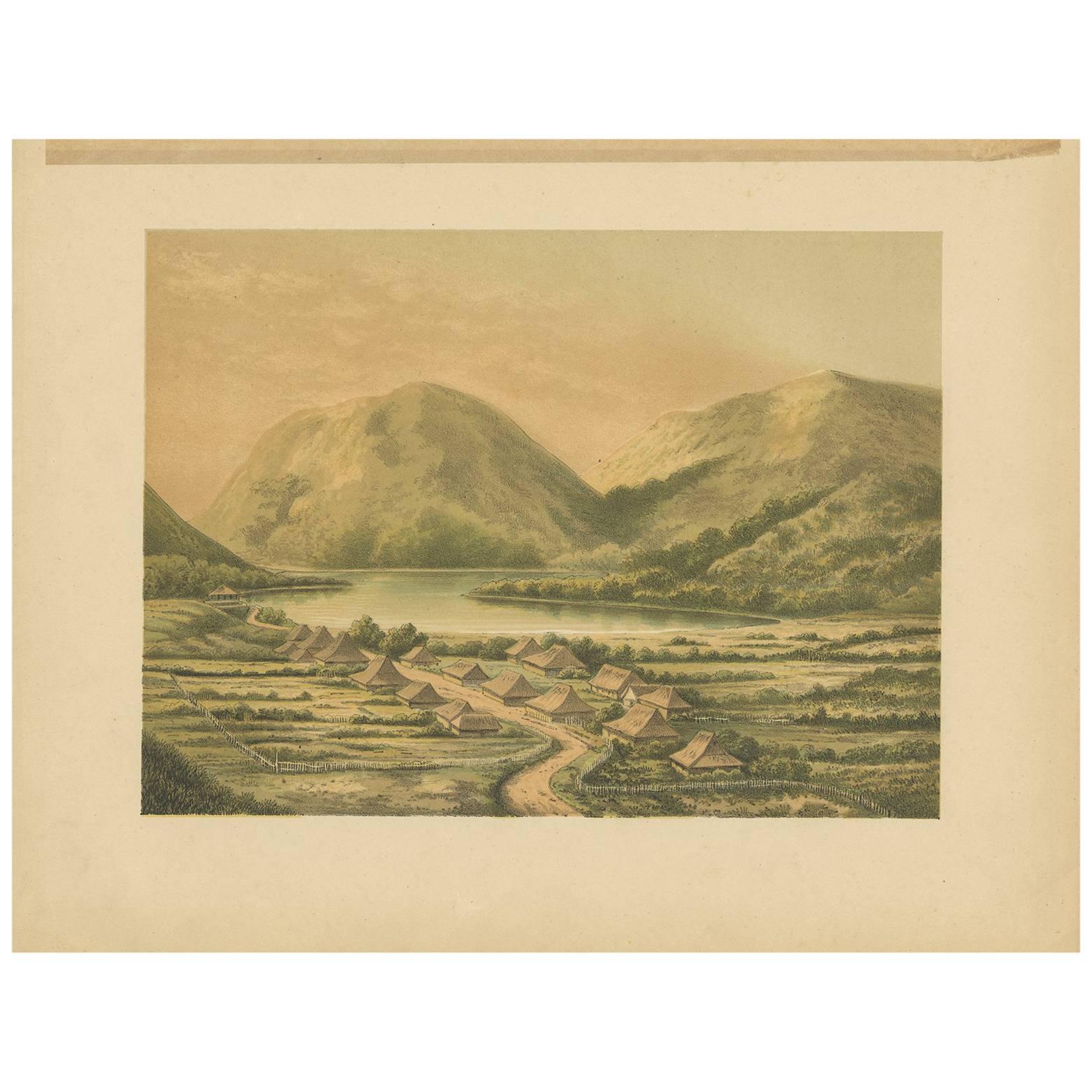 Antique Print of Desa Simpoengan 'Indonesia' by M.T.H. Perelaer, 1888 For Sale
