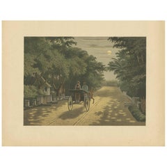 Antiker antiker Druck eines Kutschenrennens in Magelang von M.T.H. Perelaer, 1888