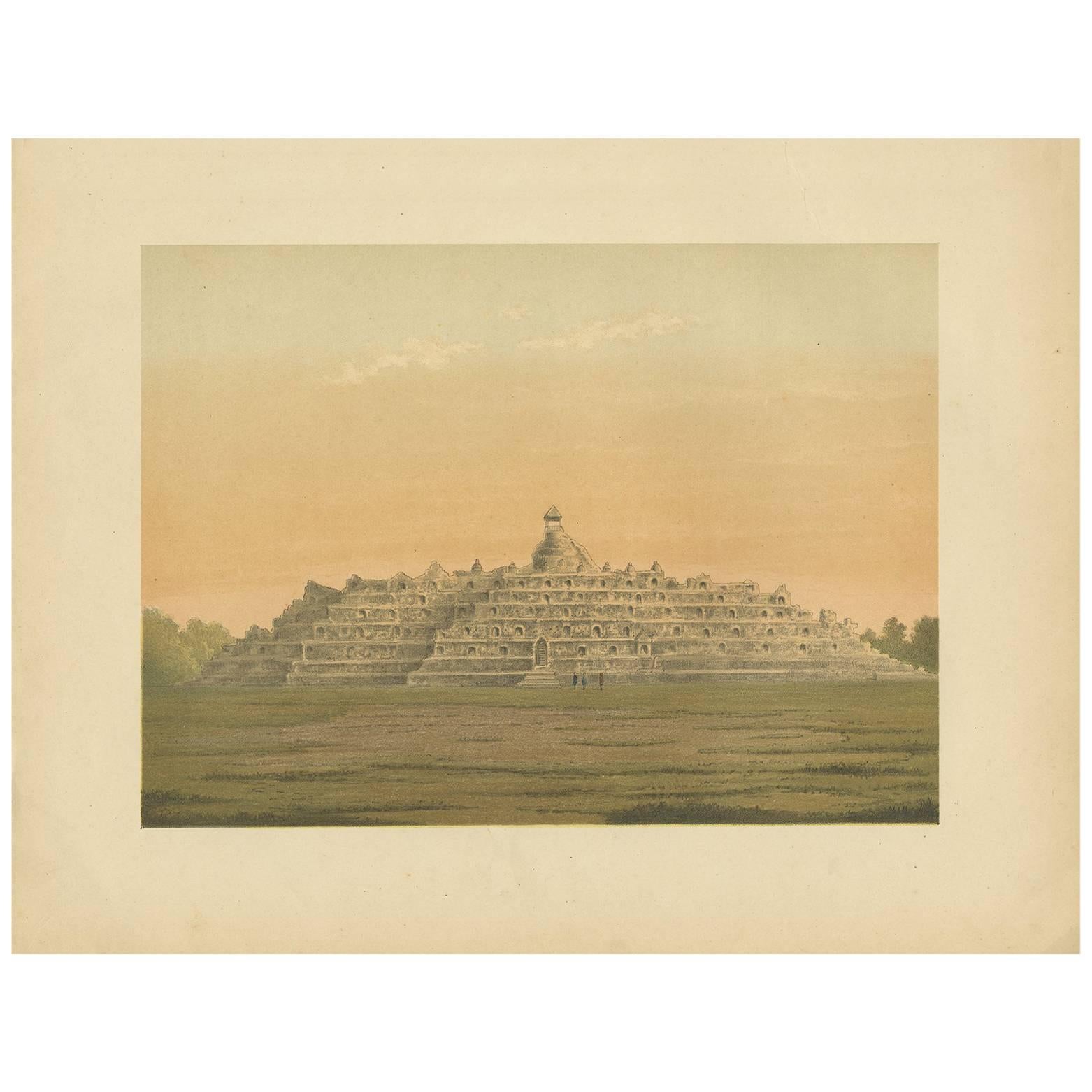 Antique Print of the Borobudur Temple on Java by M.T.H. Perelaer, 1888 For Sale