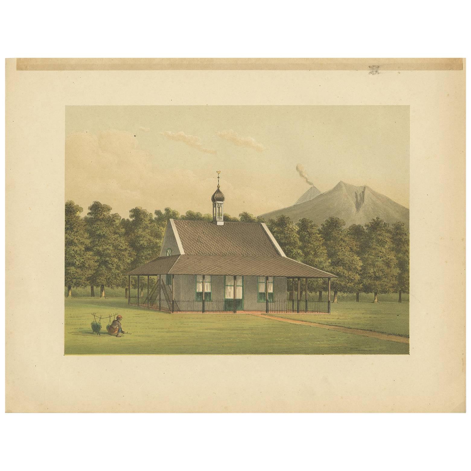 Antique Print of a Church in Salatiga by M.T.H. Perelaer, 1888