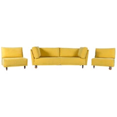 Brühl & Sippold Carousel Fabric Sofa Set Yellow Three-Seat and Armchair