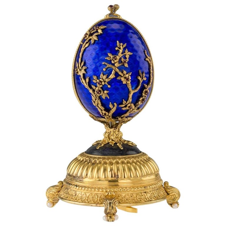 Stunning House of Faberge GoldPlated Solid Silver Firebird Music Egg