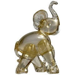 1930s by Ercole Barovier Gold Glass Murano Animal Elephant