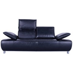 Koinor Volare Leather Sofa Black Three-Seat Couch