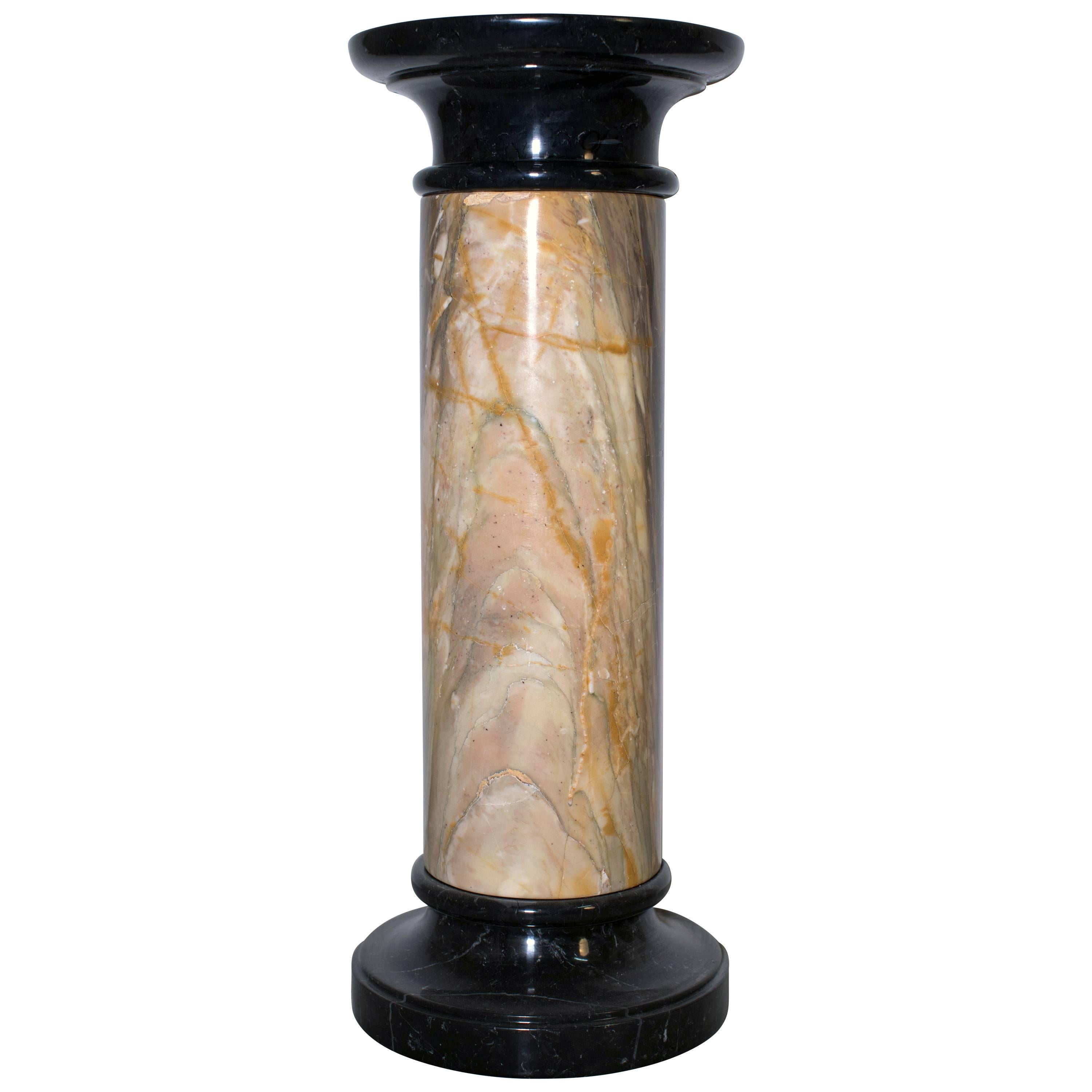 21st Century Neoclassical Italian Tuscany Yellow Siena Marble Pedestal For Sale