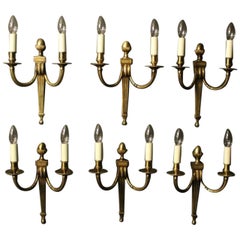 French Set of Six Gilded Twin Arm Antique Wall Lights