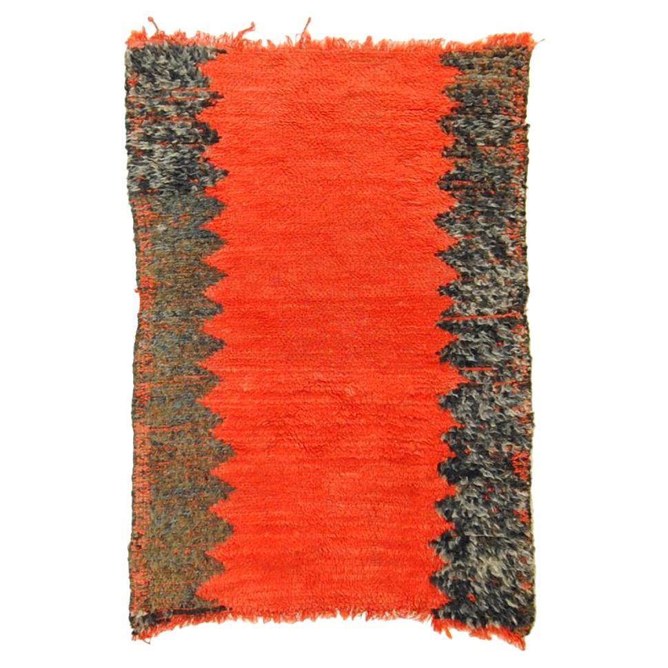 20th Century Red and Black in Wool Berber Tribal Imouzzer-Kandar Rug, 1960s For Sale