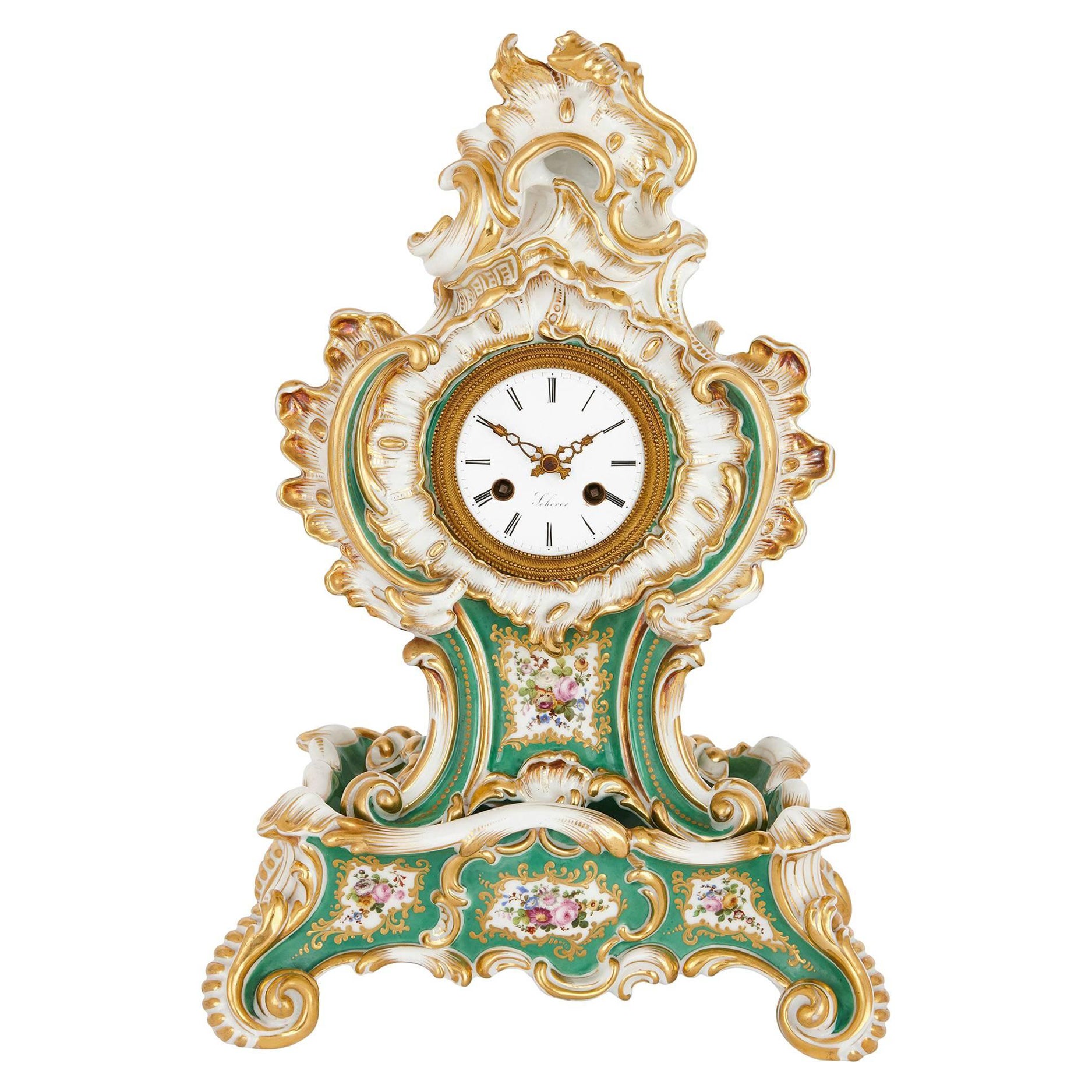 Porcelain Clock in the Louis XV Style by Jacob Petit