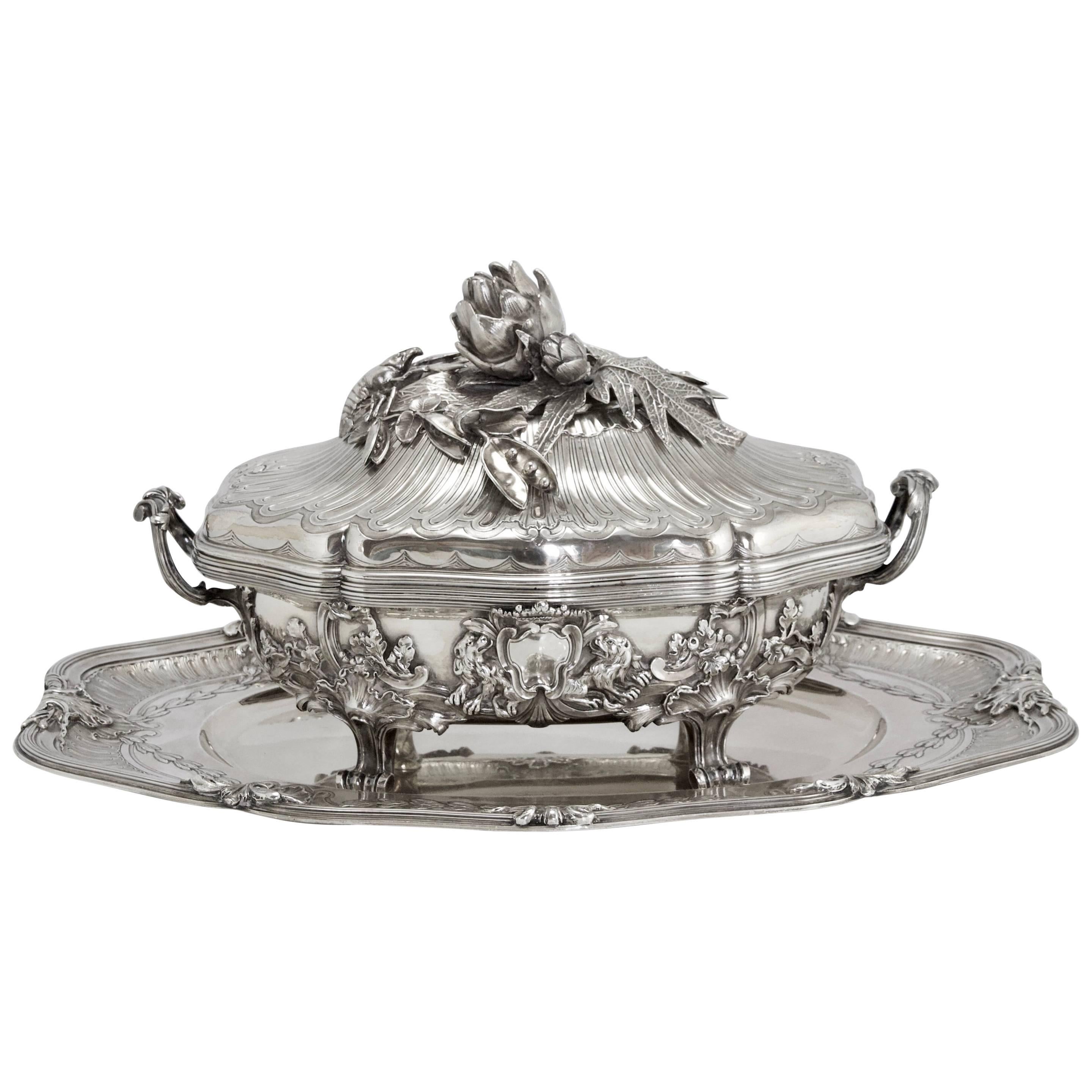 Puiforcat Silver Sterling Pair of Tureens For Sale