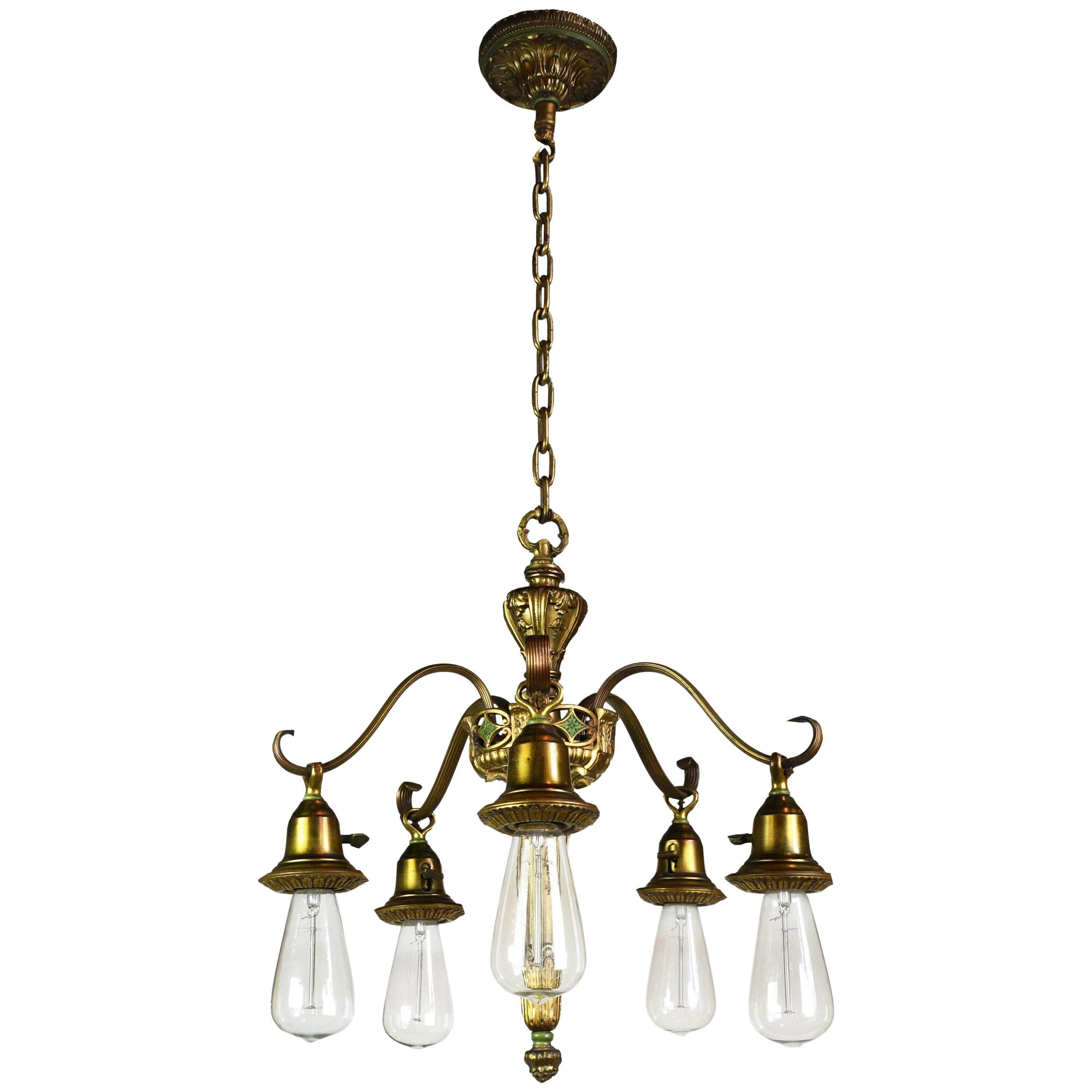 Five Arm Empire Bare Bulb Chandelier For At 1stdibs