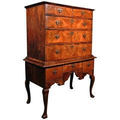 Queen Anne Walnut and Yew Wood Chest on Stand, circa 1705