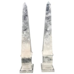 Bergkristall-Obelisken aus Brasilien im neoklassischen Grand-Tour-Stil:: ein Paar
